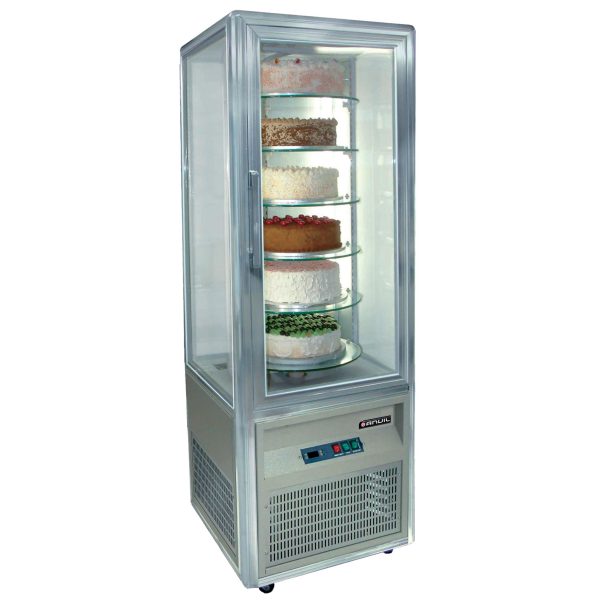 CAKE DISPLAY FRIDGE ROTATING SHELVES FLOOR STANDING